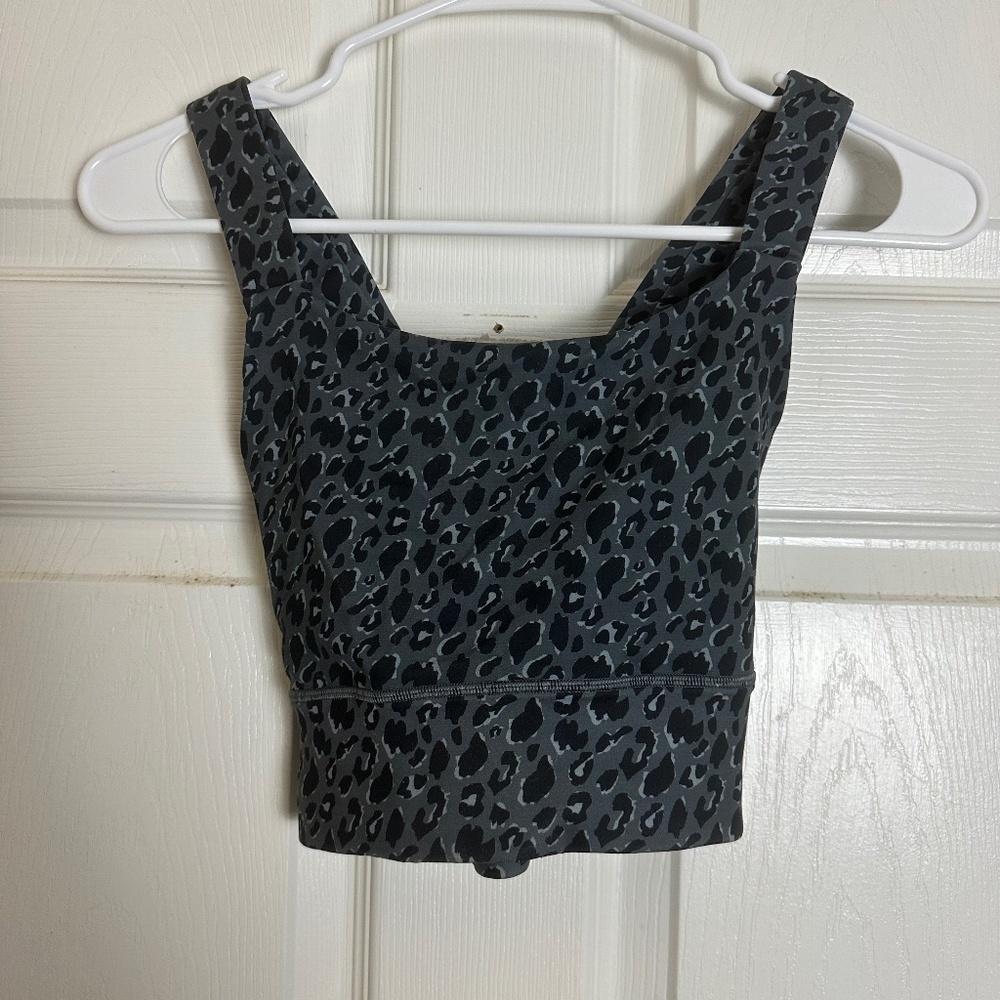 Southern Athletica X-Strap Gray Leopard Longlined Sports Bra Women Size XS